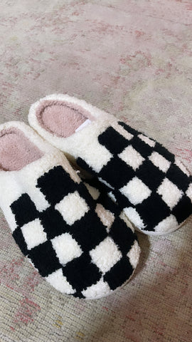 Checkered Sherpa Slippers