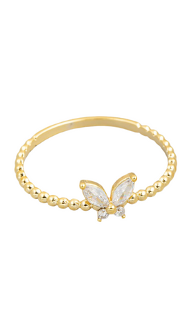 Delicate Rhinestone Butterfly Ring